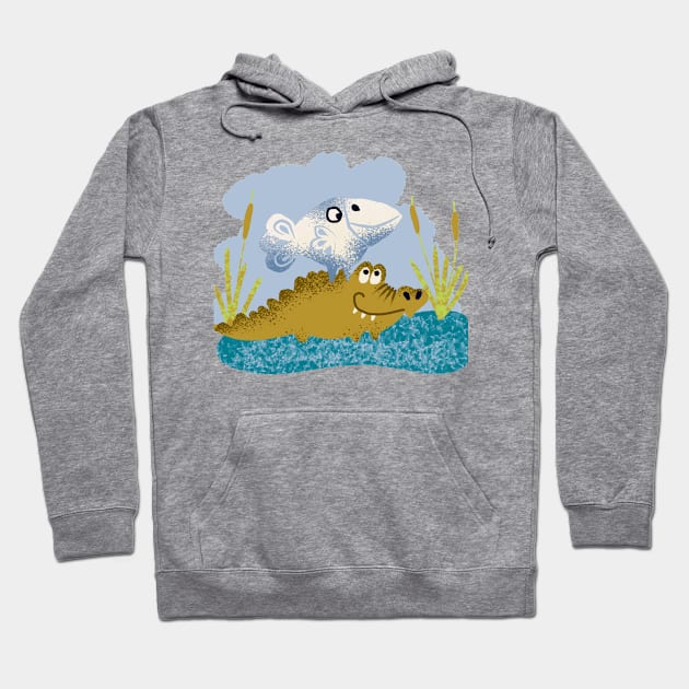 Friends crocodile and bird Hoodie by maryglu